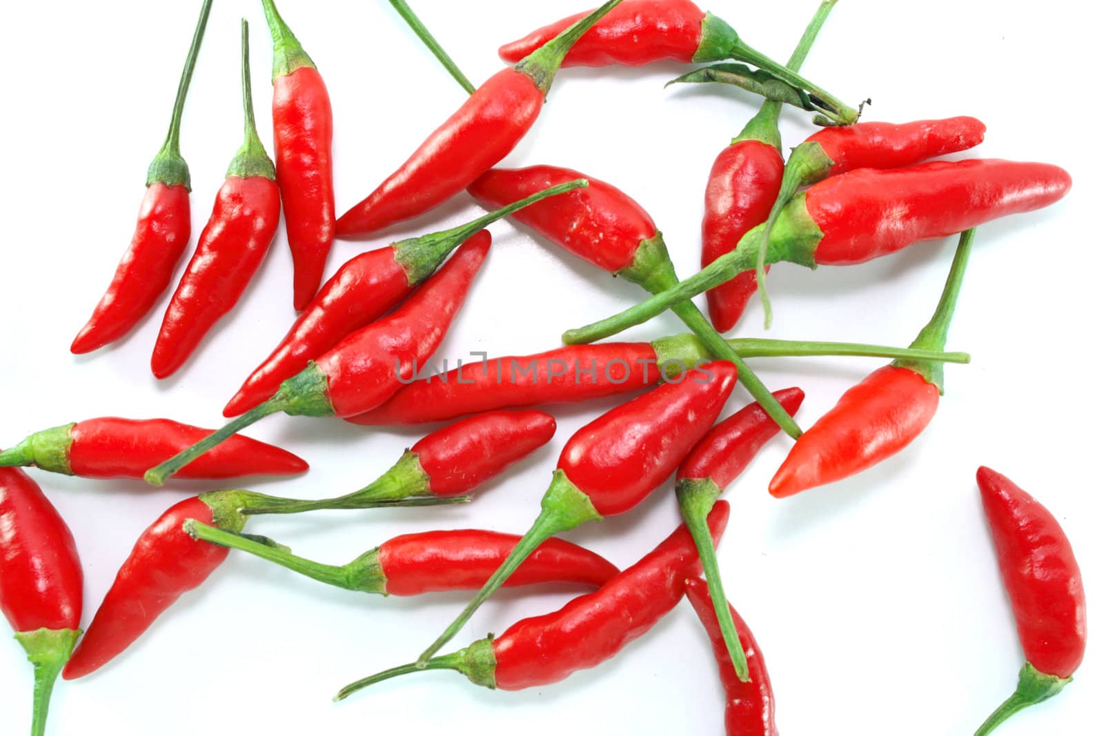 Red hot peppers on white background