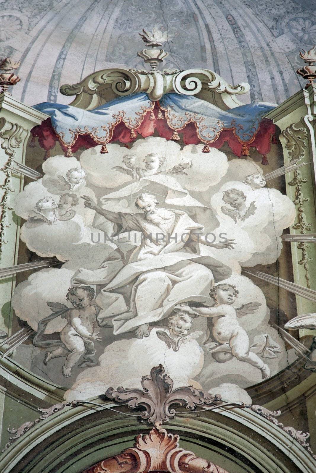 God the father, fresco painting on the ceiling of the church