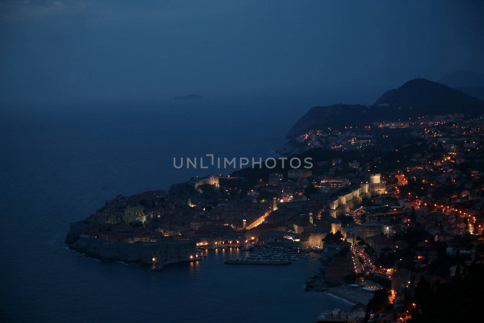 Dubrovnik, Croatia. Most popular travel destination in Adriatic sea. Night scene