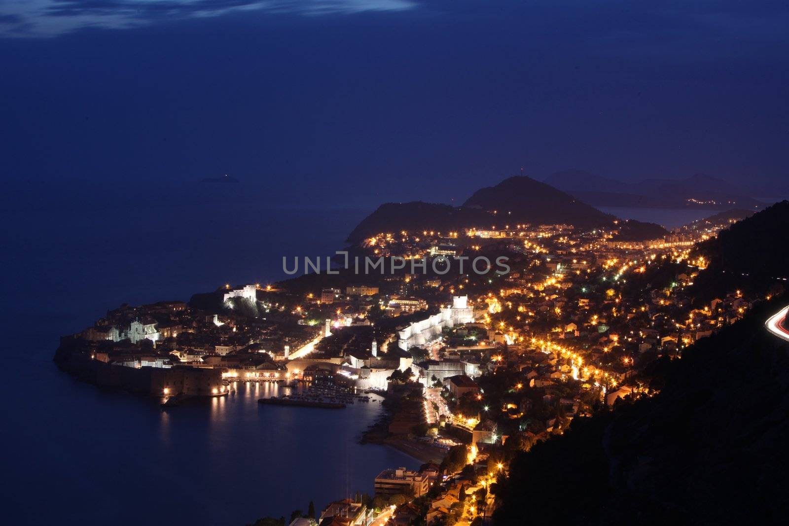 Dubrovnik, Croatia. Most popular travel destination in Adriatic sea. Night scene