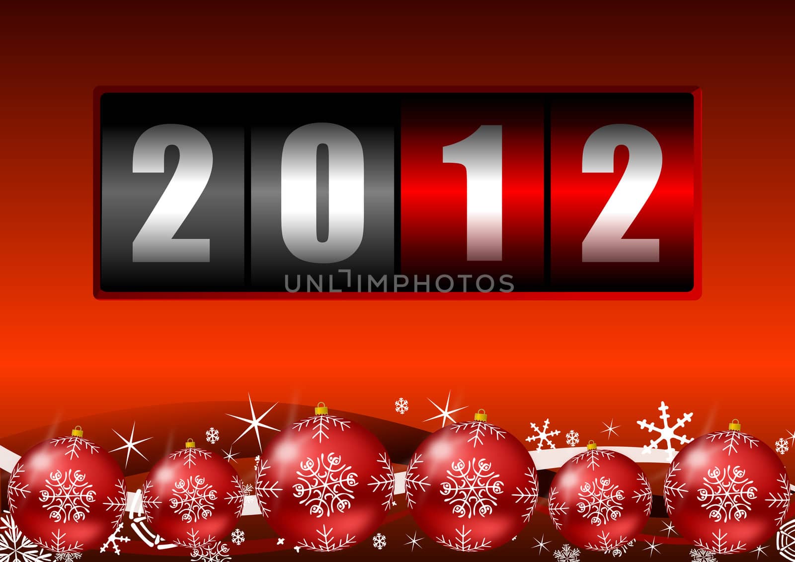 2012 year counter with christmas balls