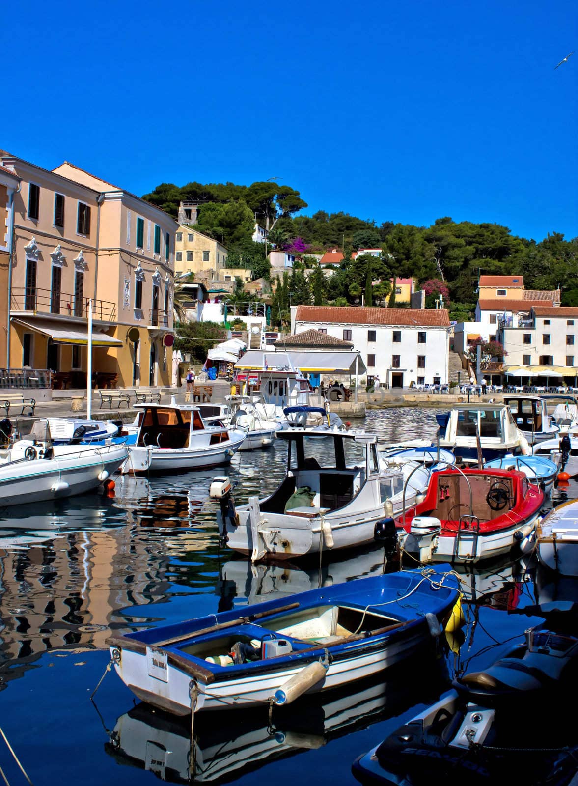 Adriatic town of Veli Losinj harbor by xbrchx