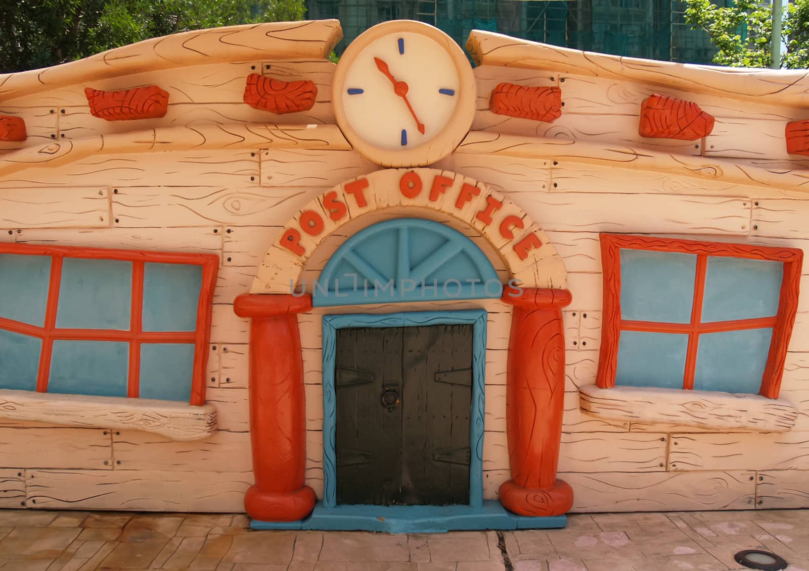 Building of post office cartoon