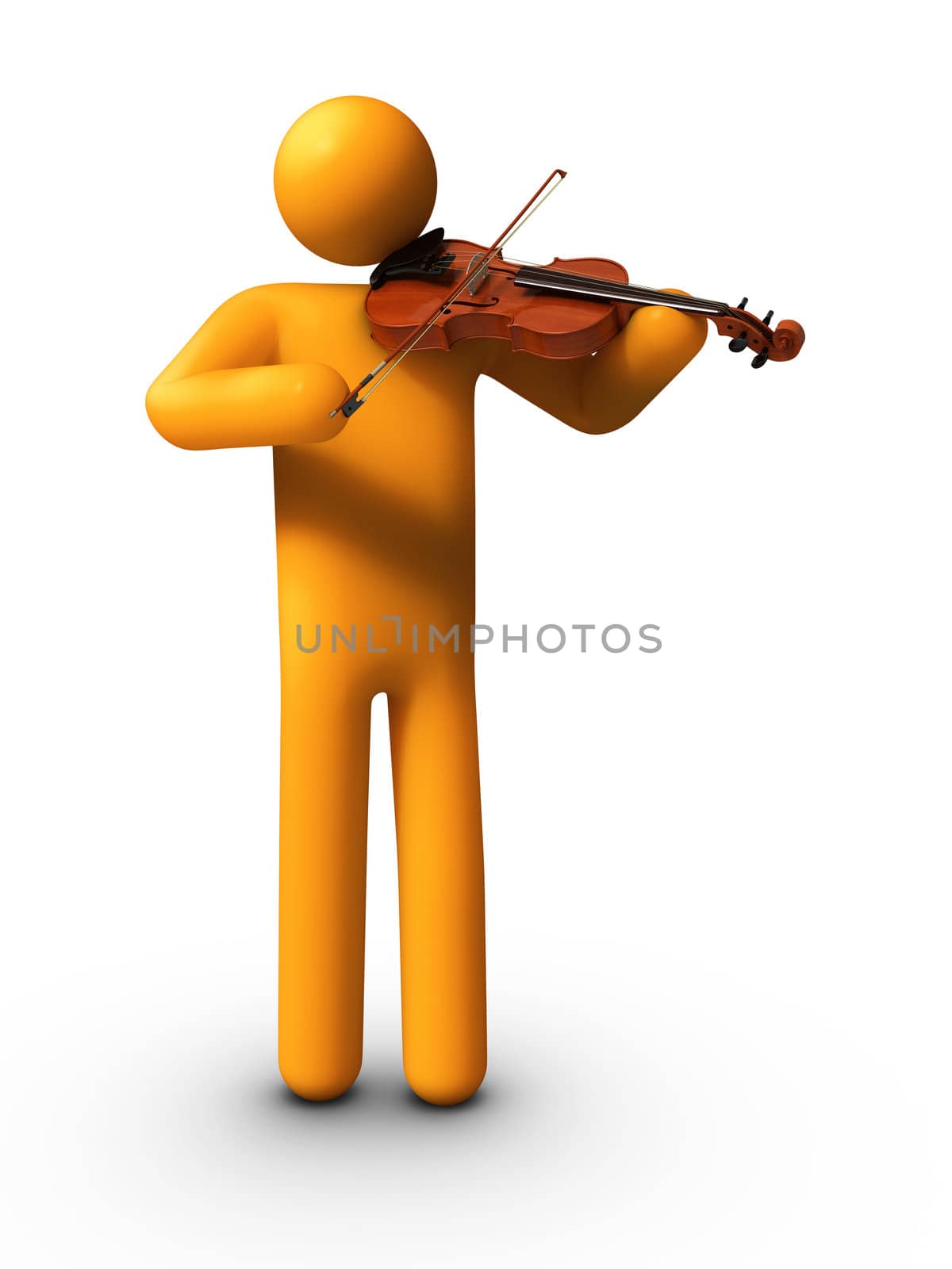 3D rendered stick figure playing Violin.