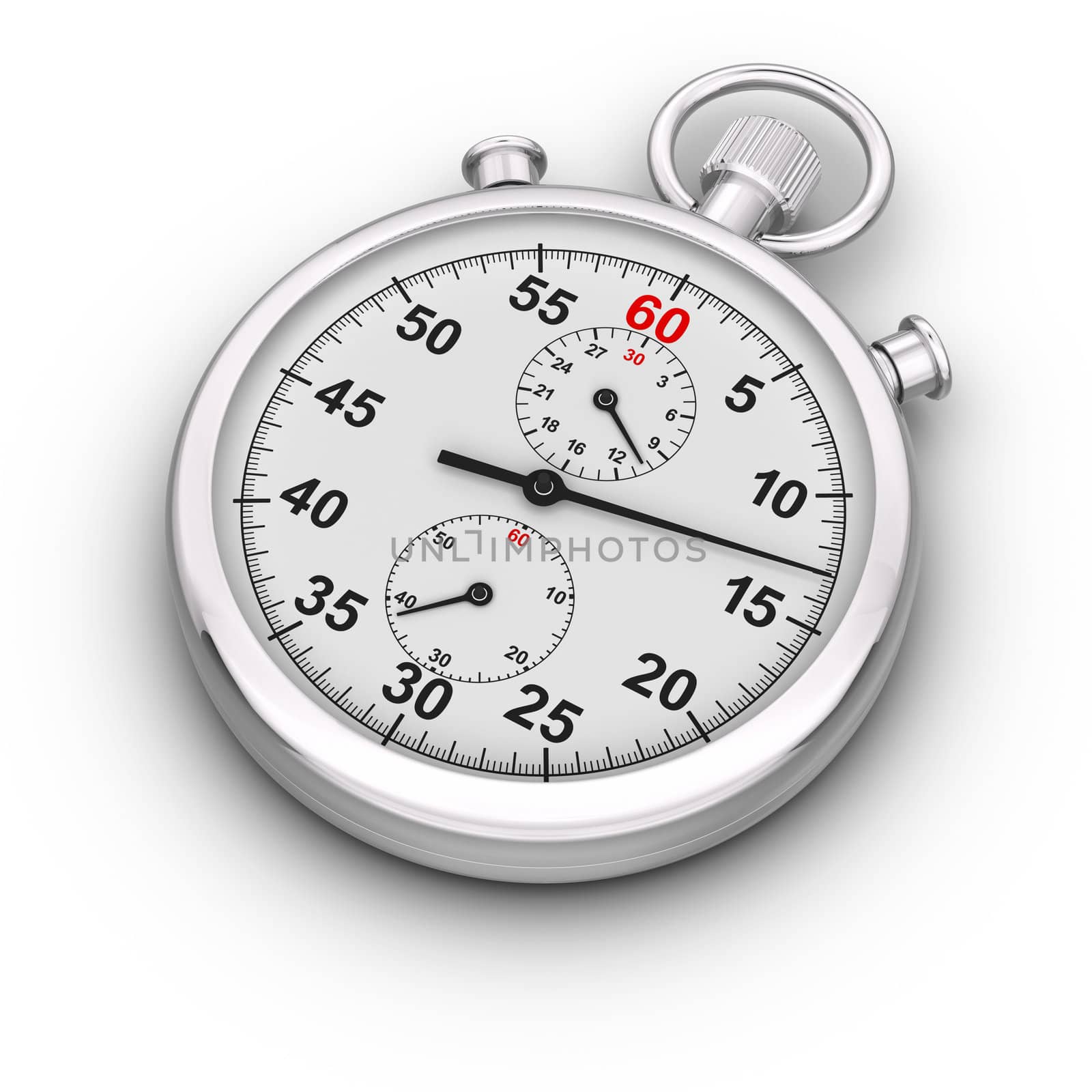 3D rendered analog stop watch.