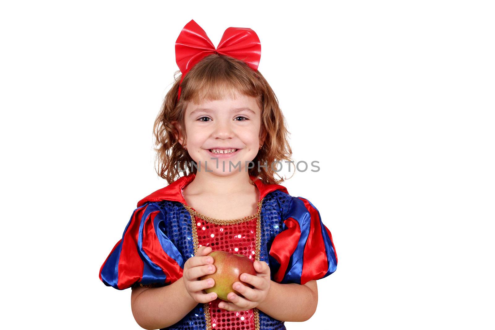 happy little girl with apple by goce