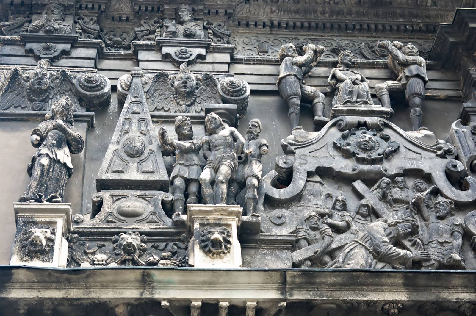 detail of bas-relief  adorning Catholic Cathedral