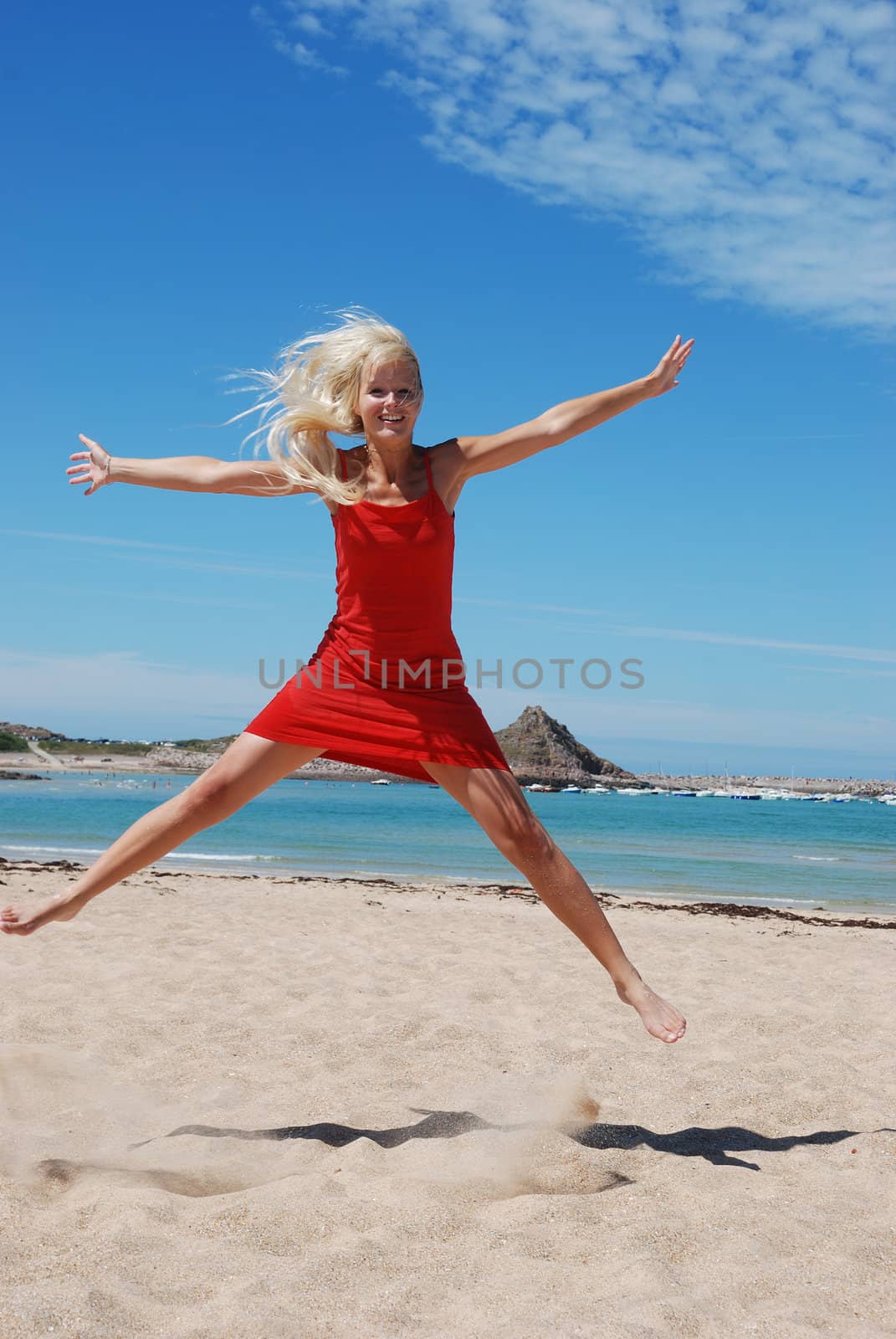 woman Jumping on beach