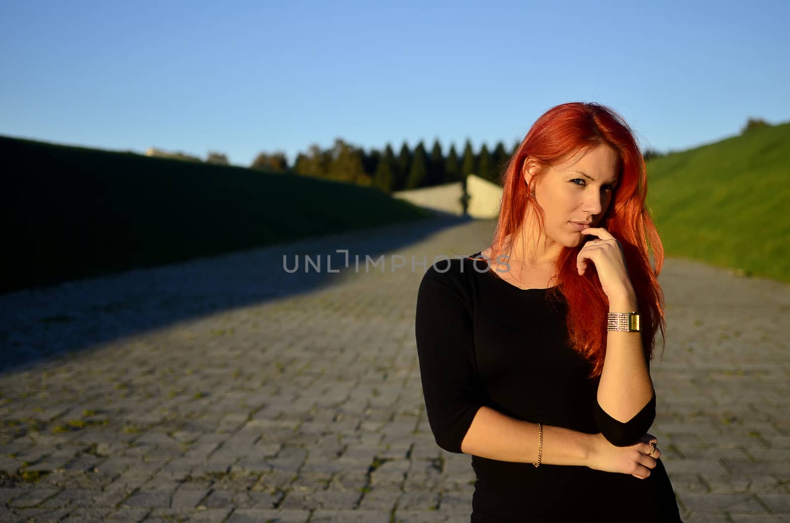 Redhead girl posing