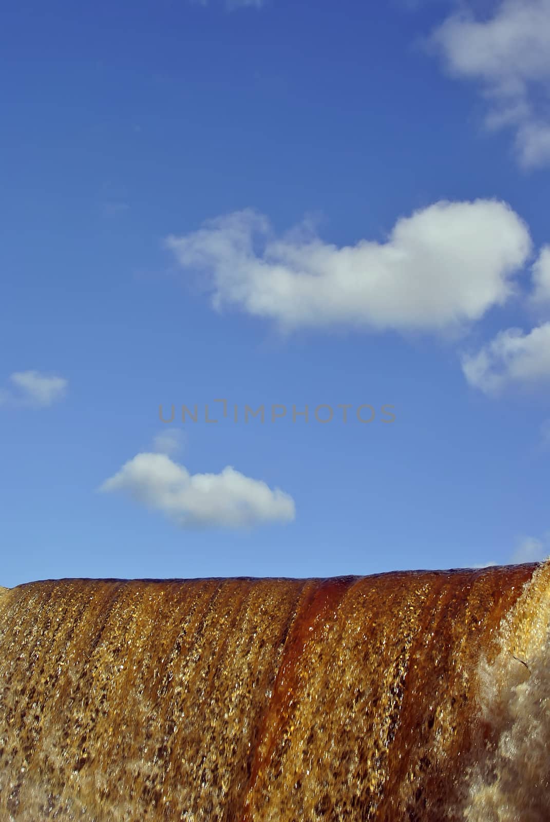 waterfall on skyline. space for text