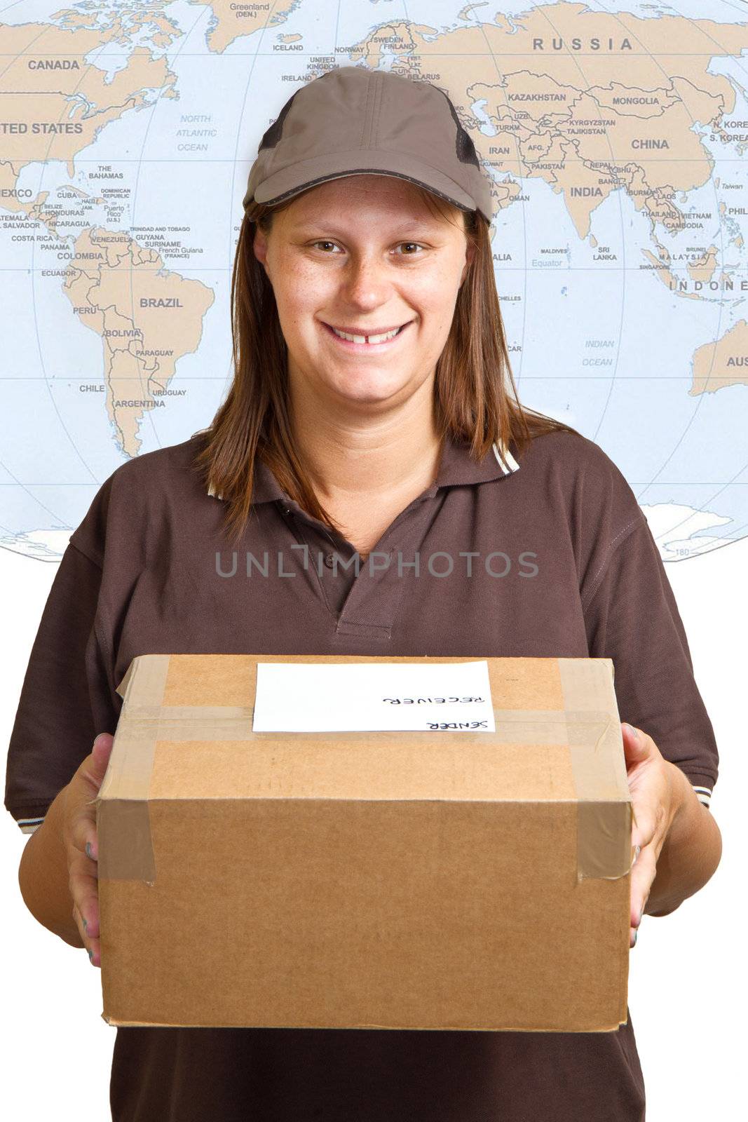 delivery womanwith big parcel by lsantilli