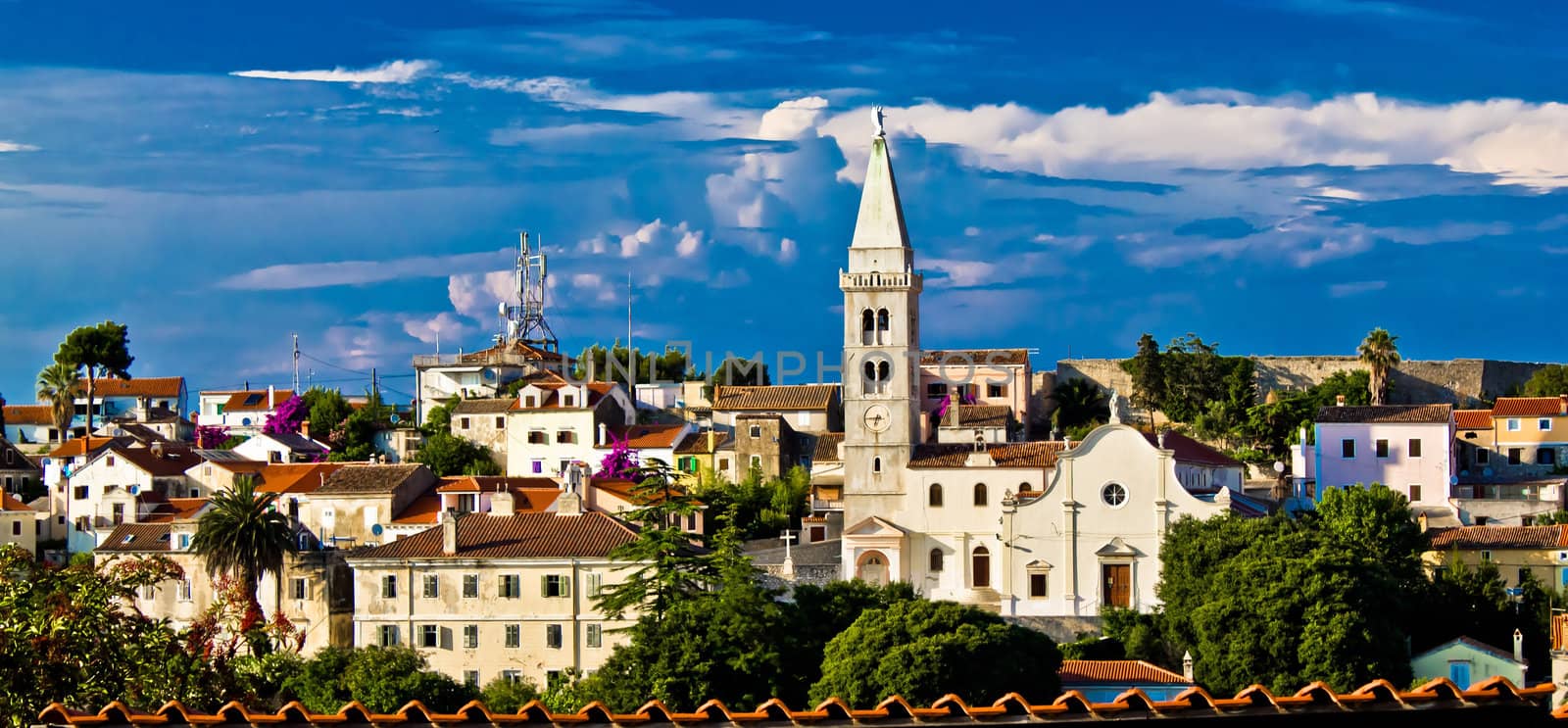 Adriatic Town of Losinj church and mediterranean architecture, Croatia