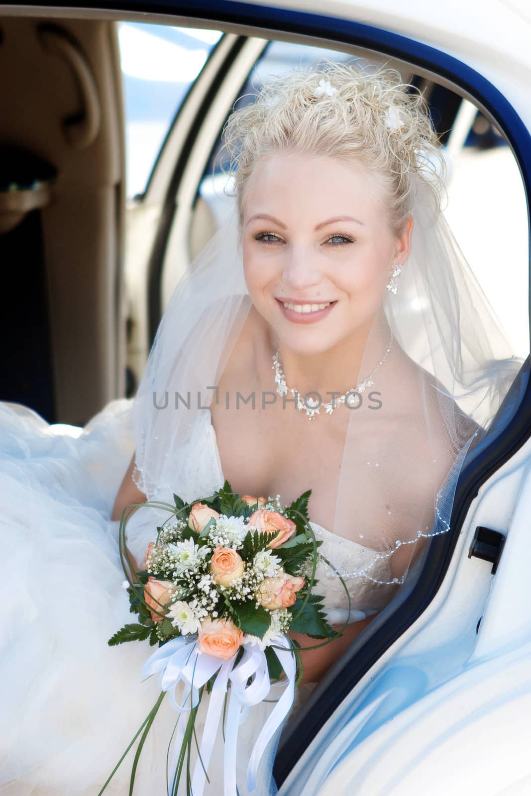 Portrait of the bride in the car by vsurkov