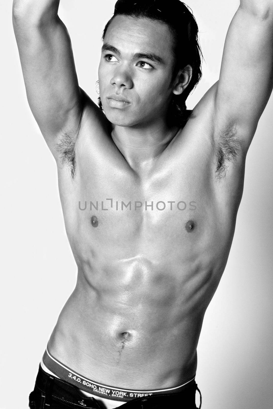 Asian sexy looking boy showing his sixpack by DNFStyle