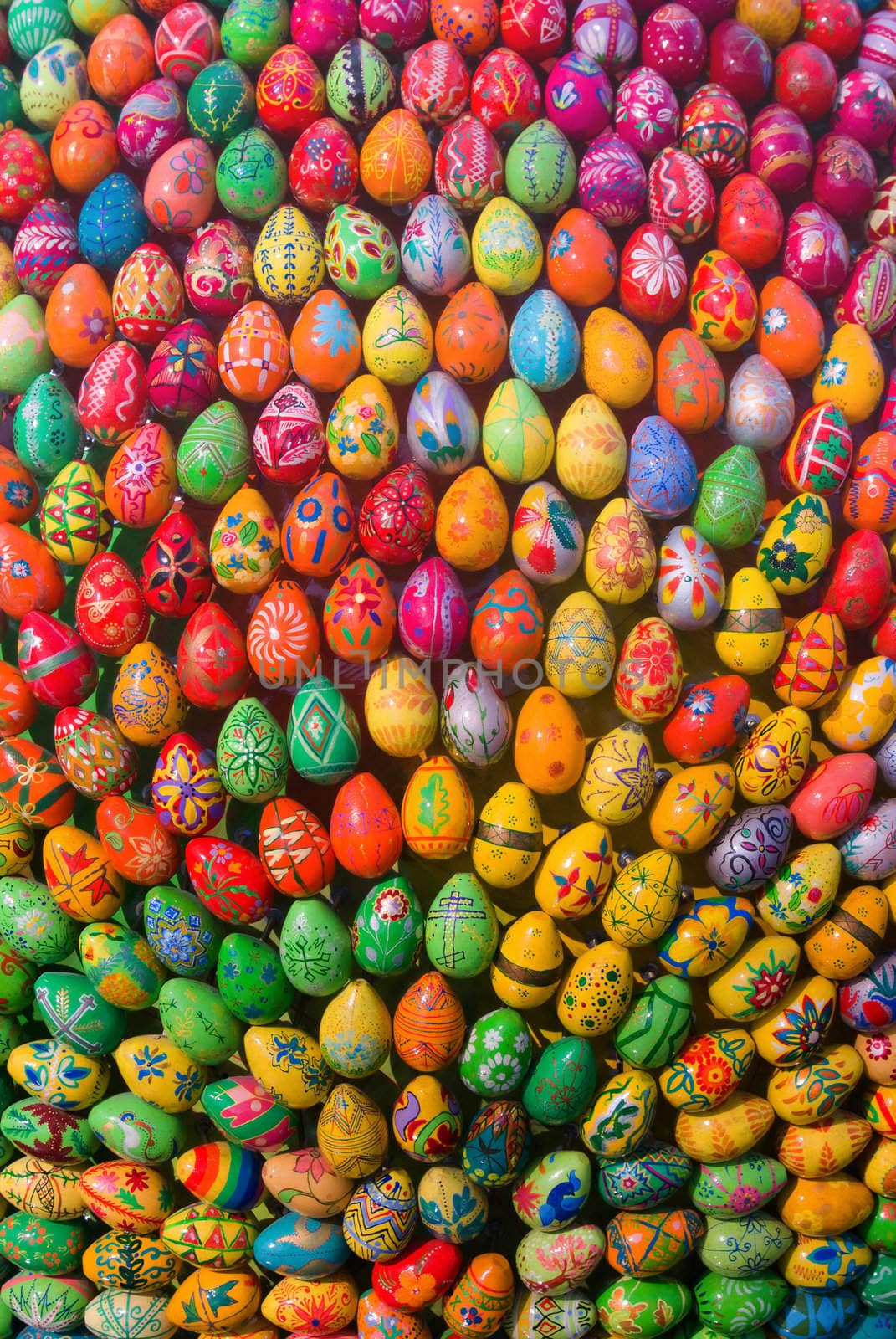 Cheerful cluster of easter eggs