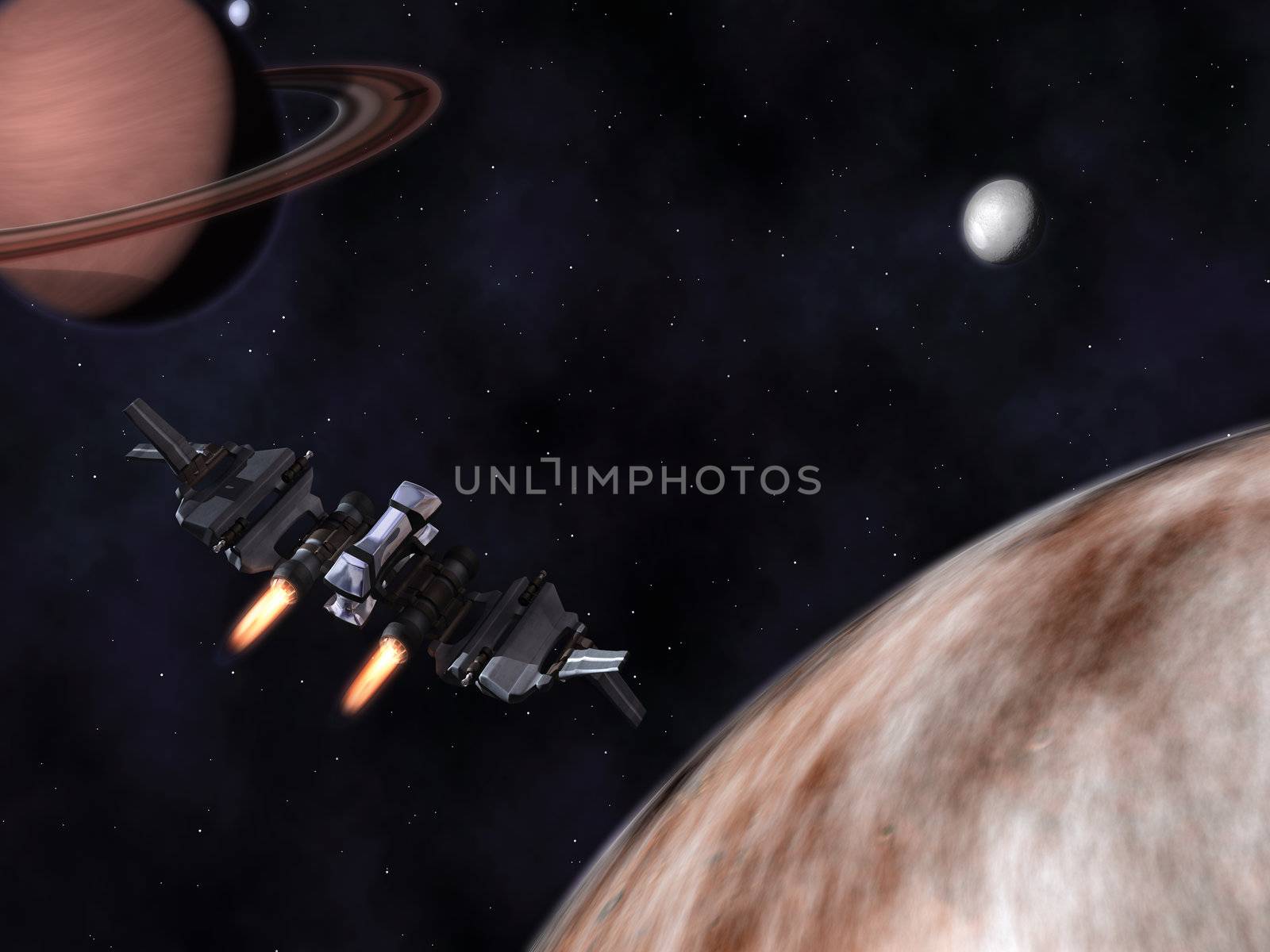 StarFighter in action in space with planets by shkyo30