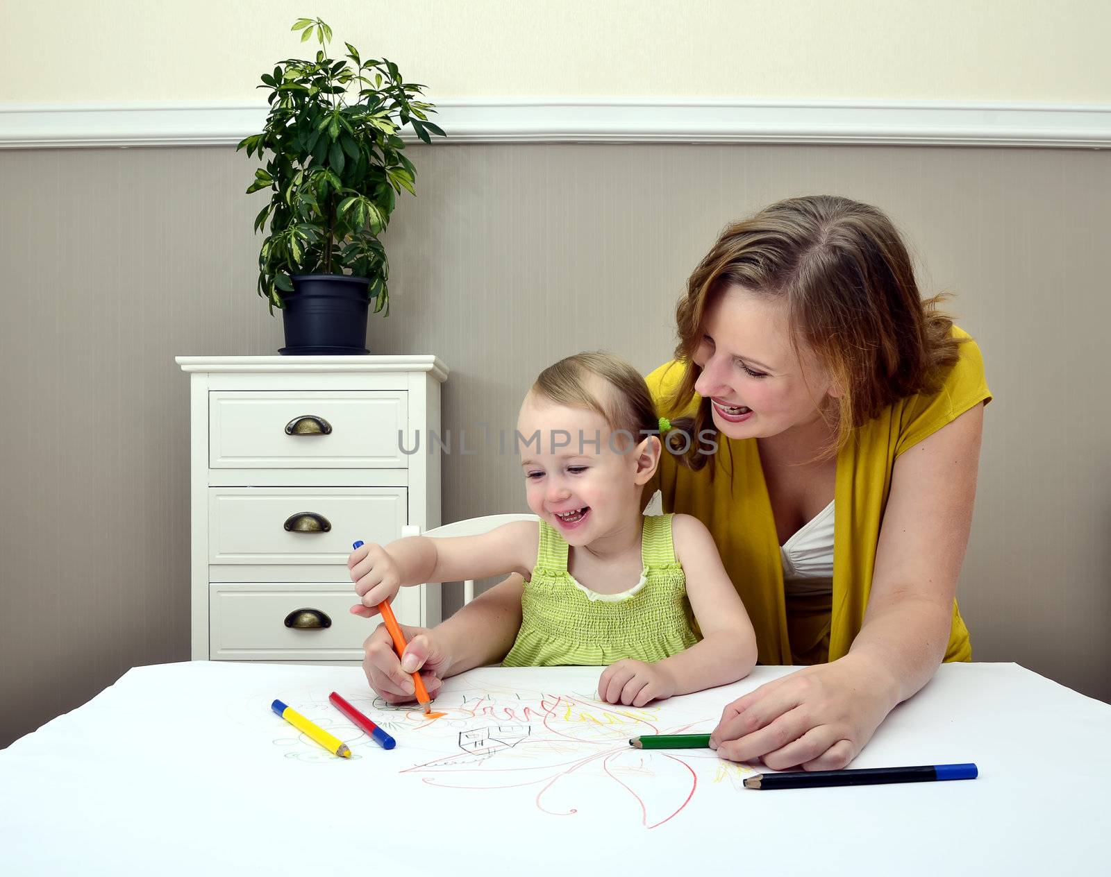 Mother and child painting