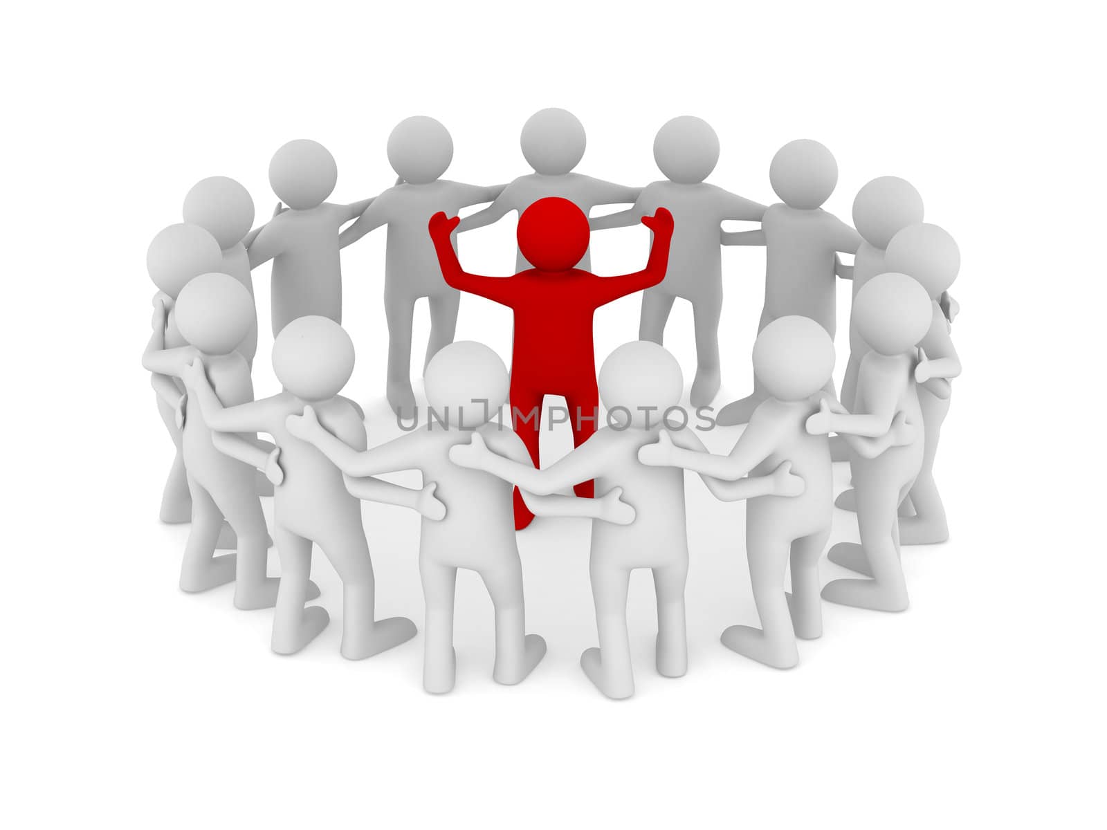 Conceptual image of leadership. Isolated 3D on white