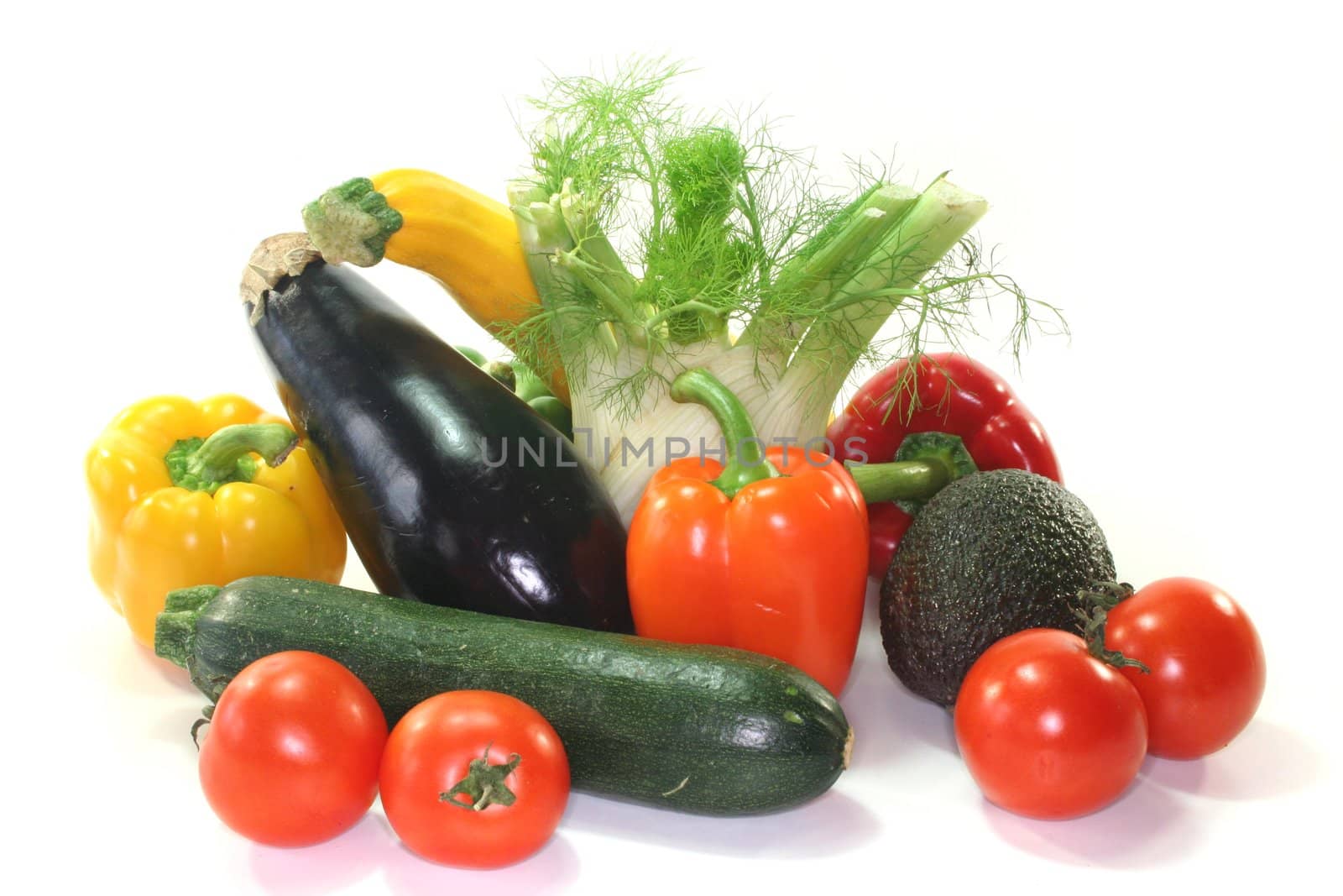 Colorful mix of many different fresh vegetables