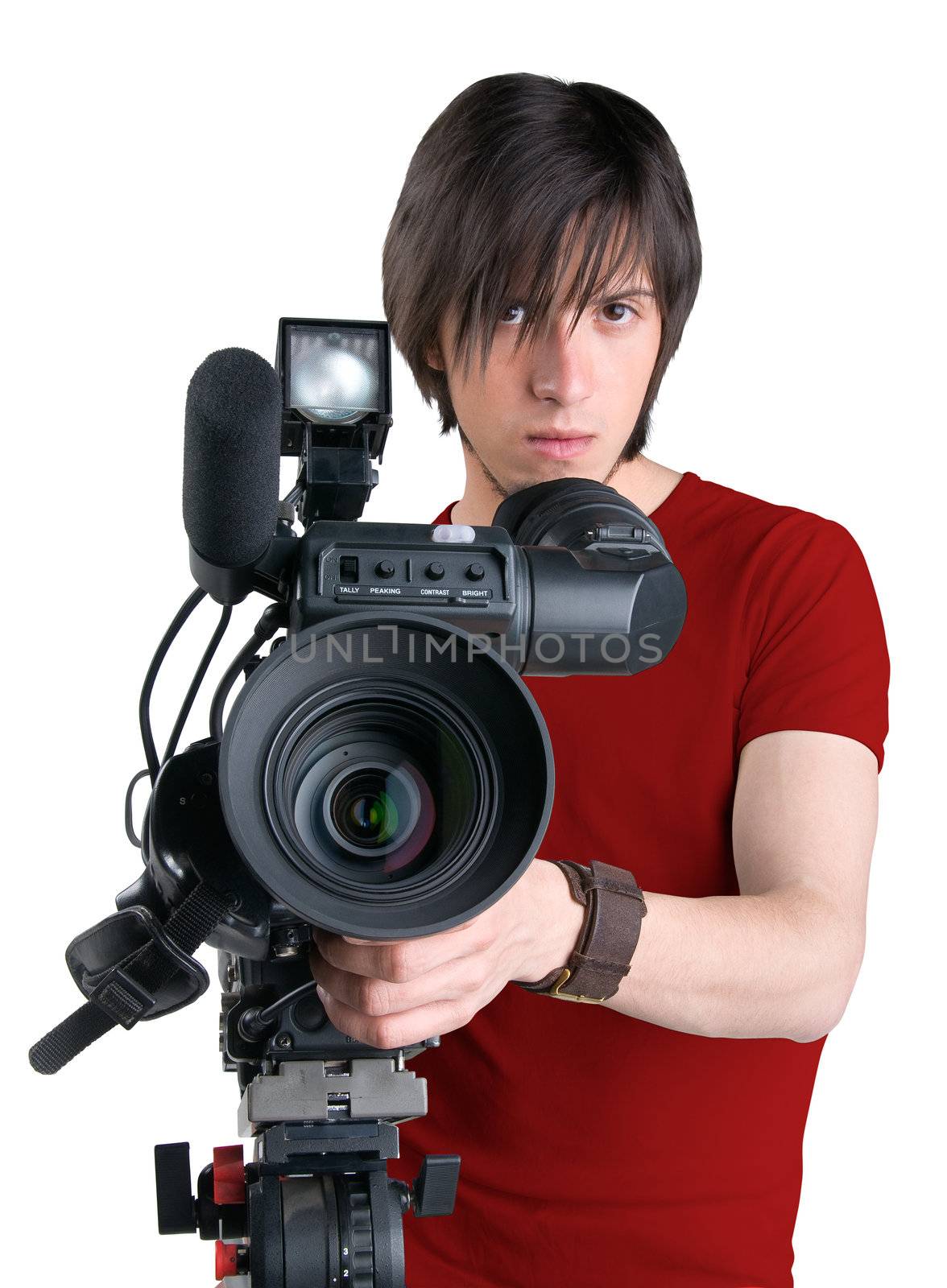 Cameraman, isolated on white background