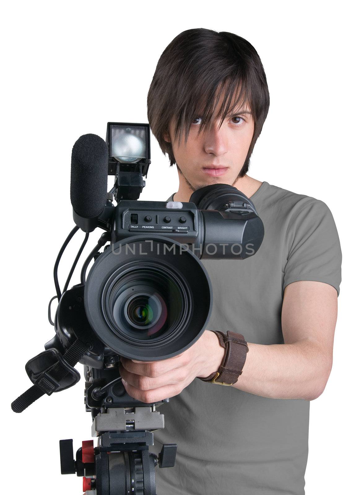 Cameraman, isolated on white background