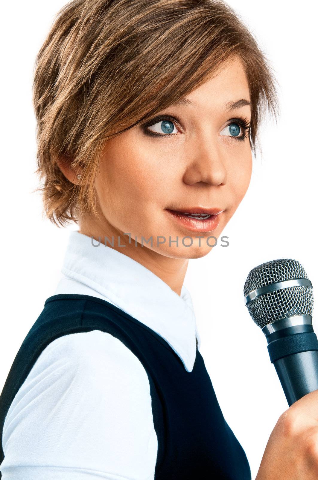 TV Correspondent on white background