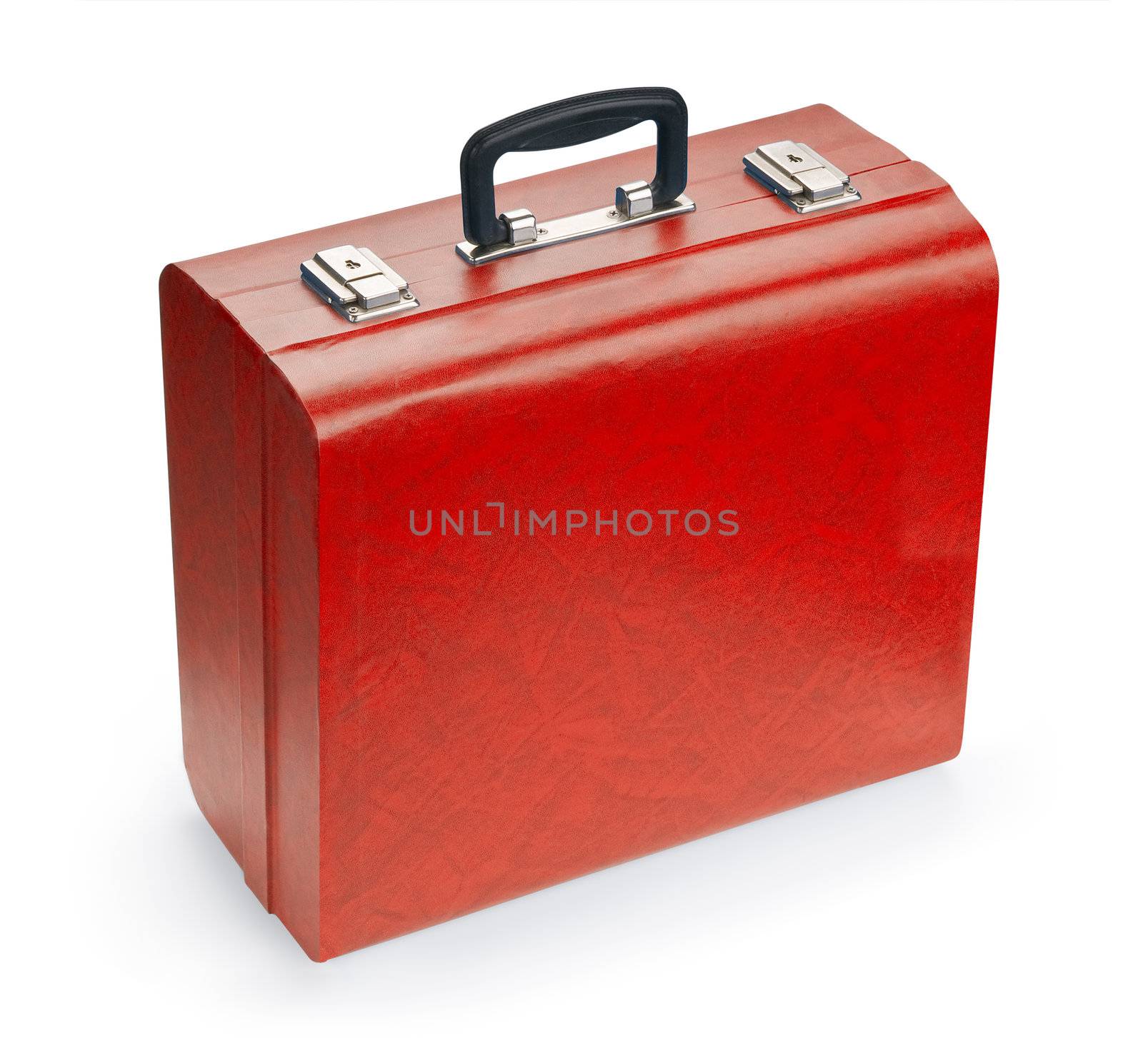Red suitcase, isolated on white background