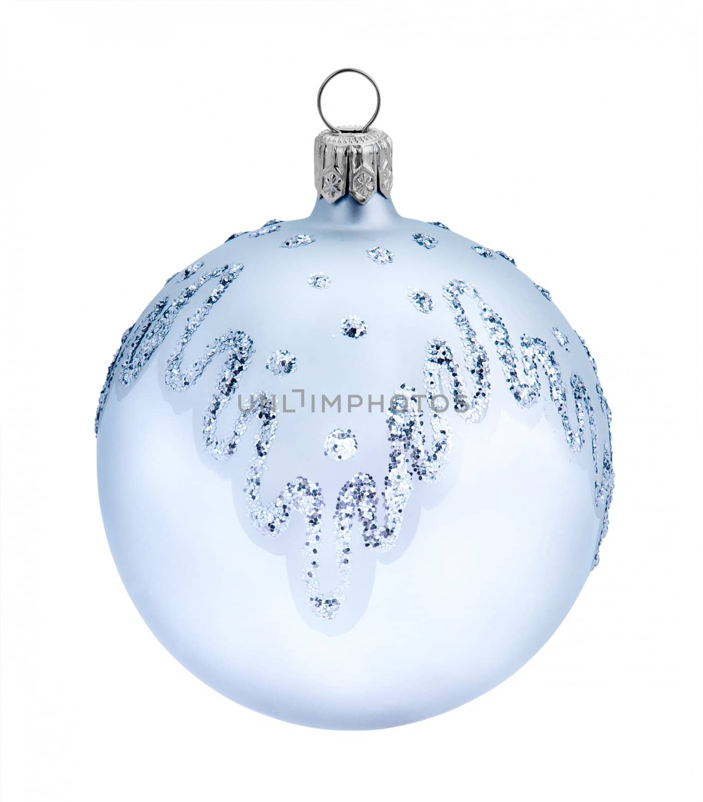 Christmas blue ball, isolated on white background