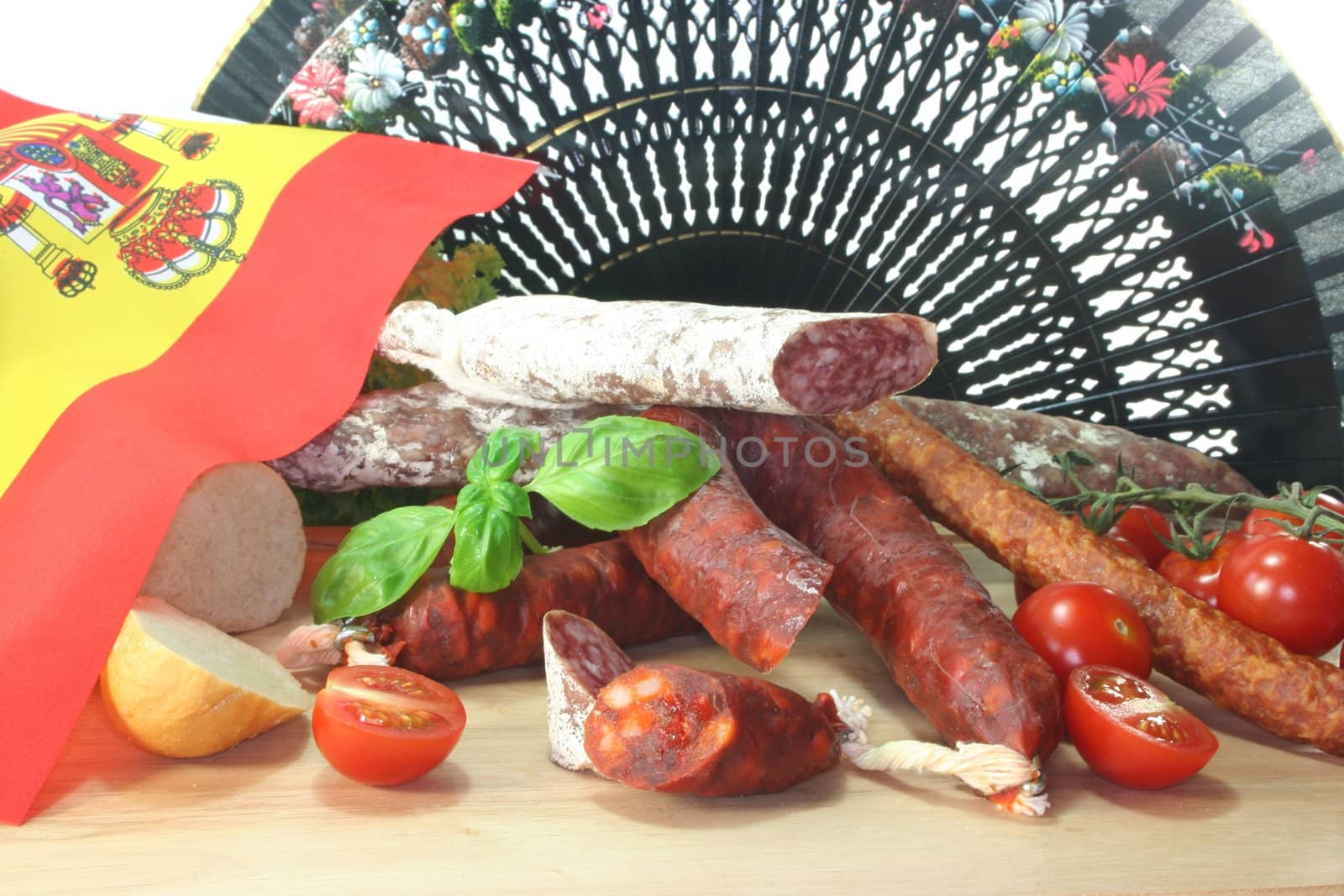 Spanish air-dried salami with vegetables and herbs