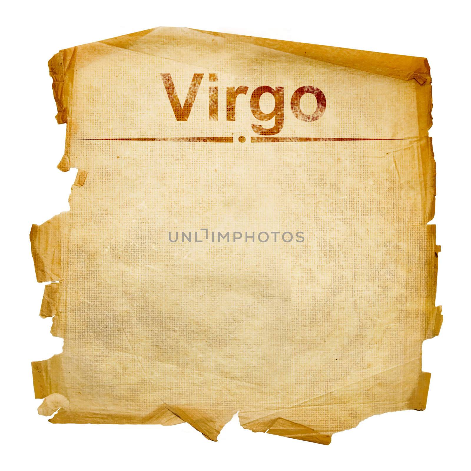 Virgo zodiac old, isolated on white background.