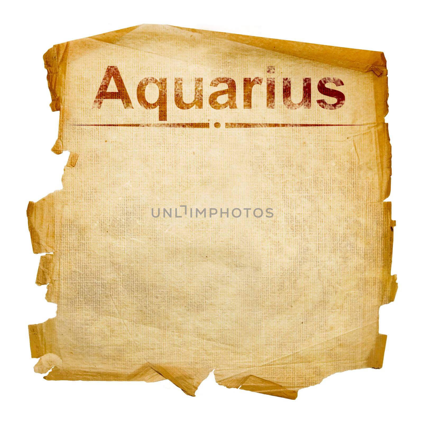 Aquarius zodiac old, isolated on white background.