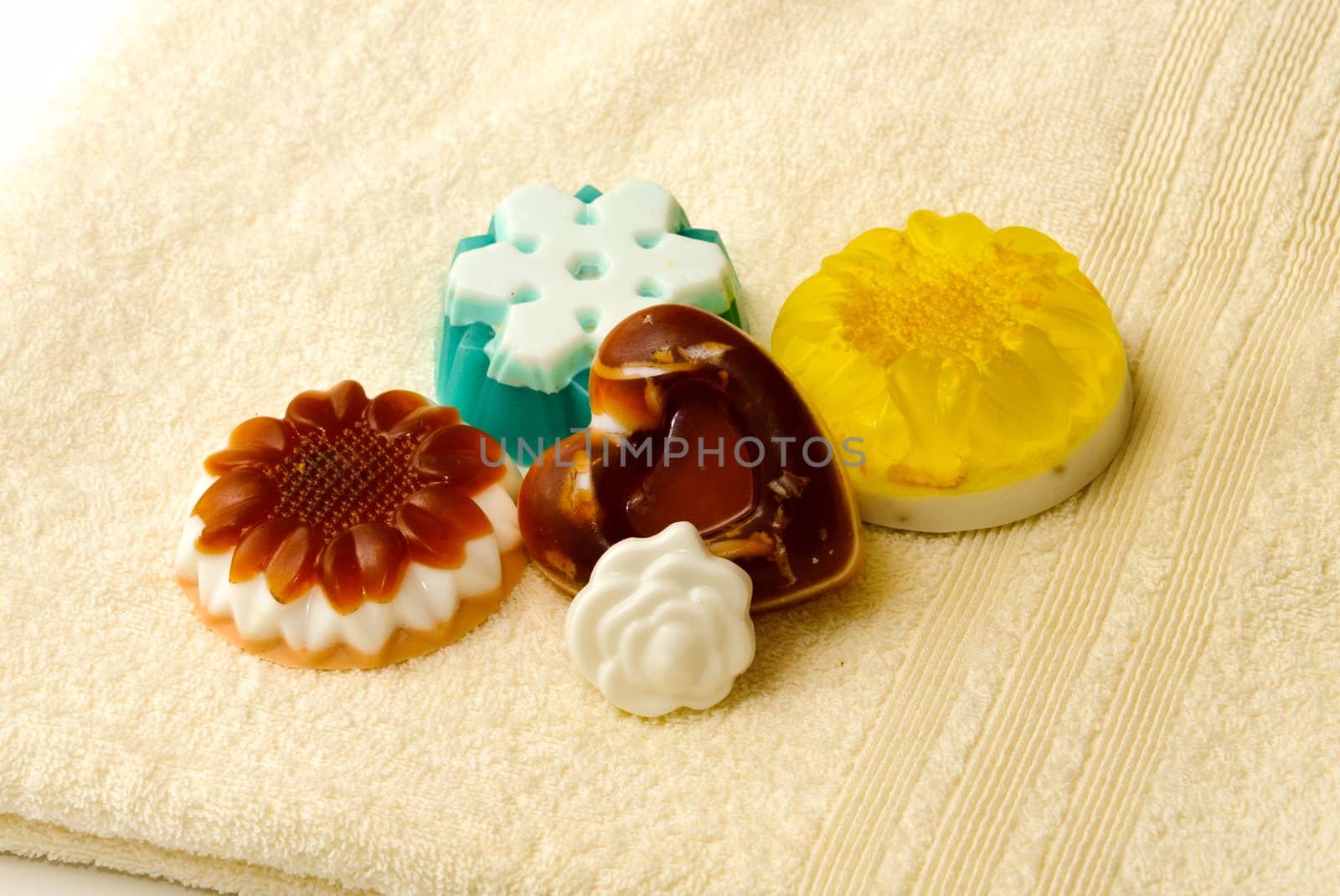 Natural Handmade Soap on a white towel.