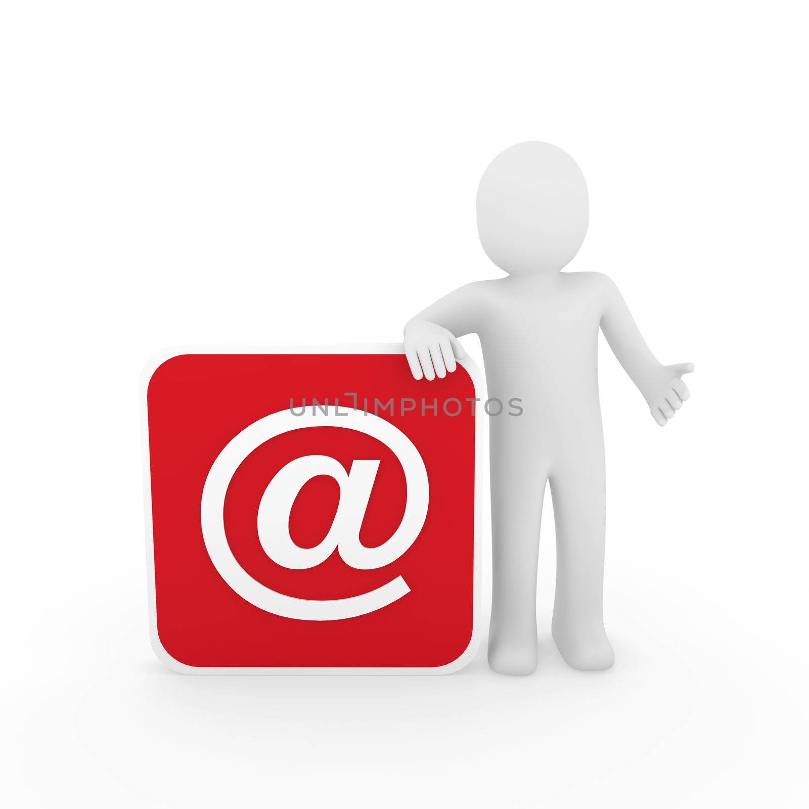 3d man human email cube red mail