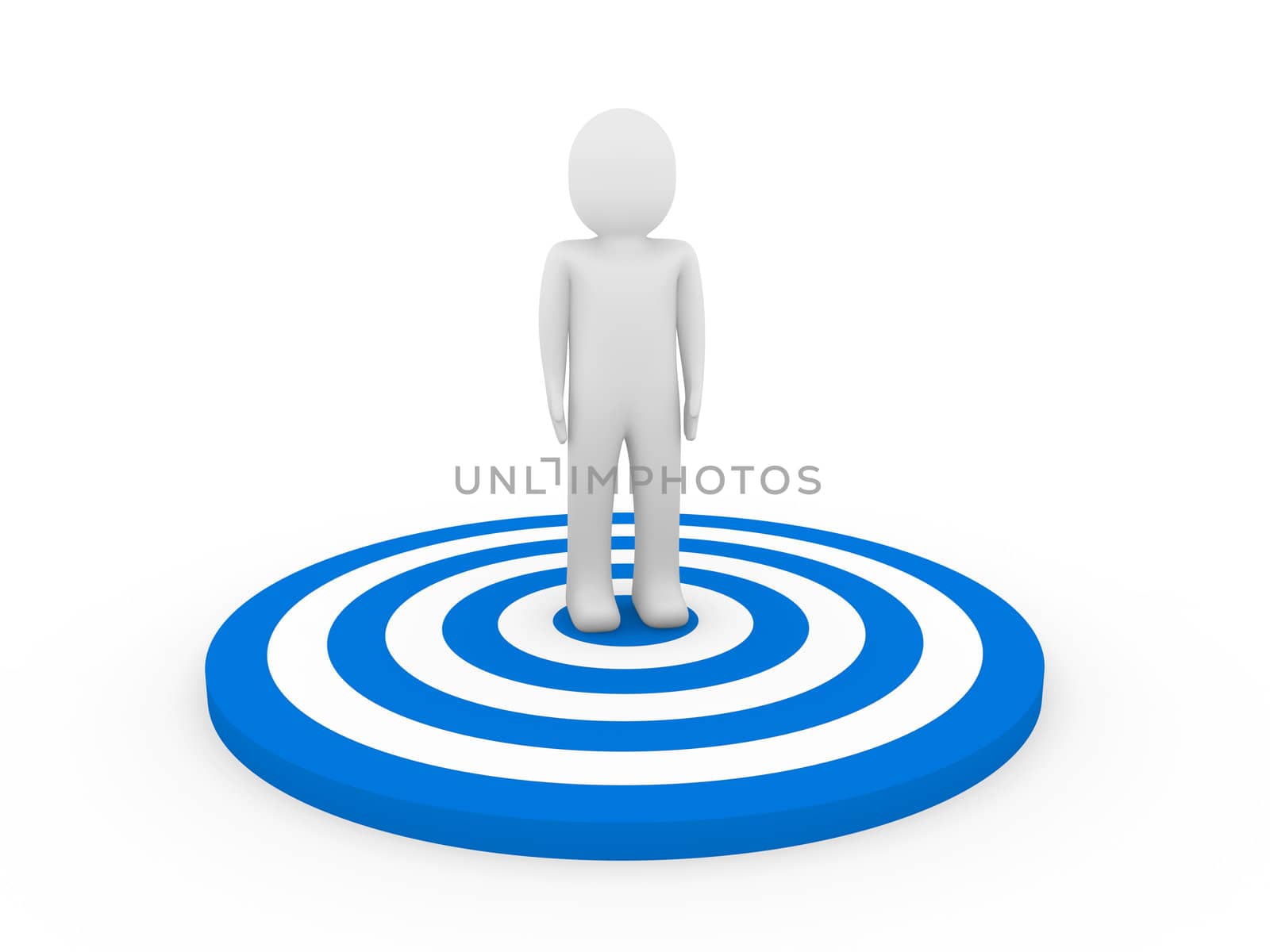3d man human target center blue hit