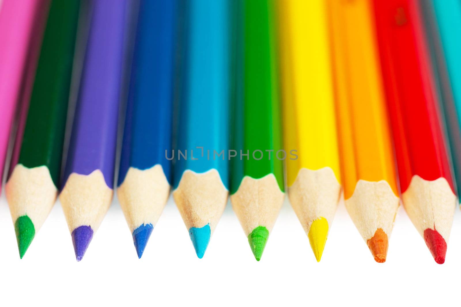 Colorful pencils isolated over white background