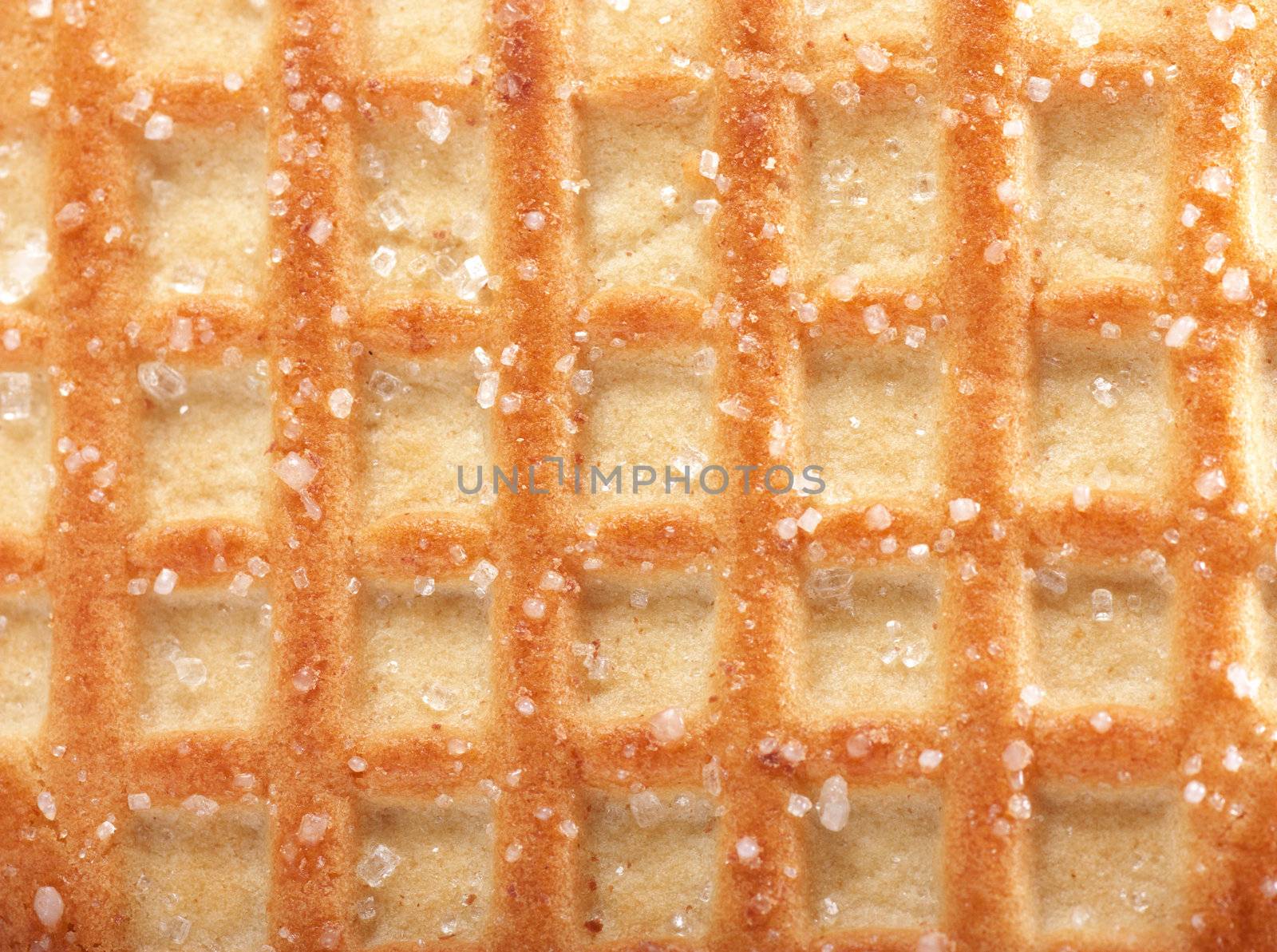 Waffle texture background. Macro front view.