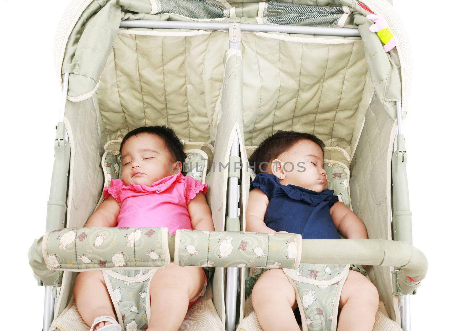 twins sleeping in their stroller by dacasdo