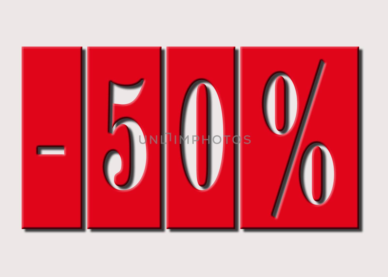 Inscription - the discount of 50 % for a colour background