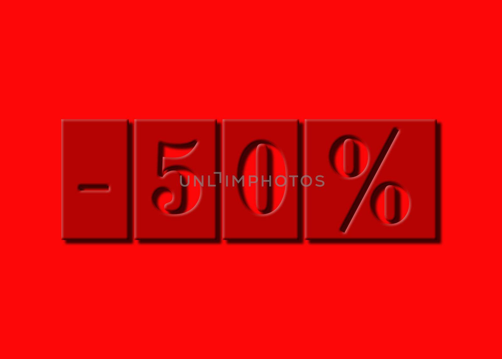 Inscription - the discount of 50 % for a colour background