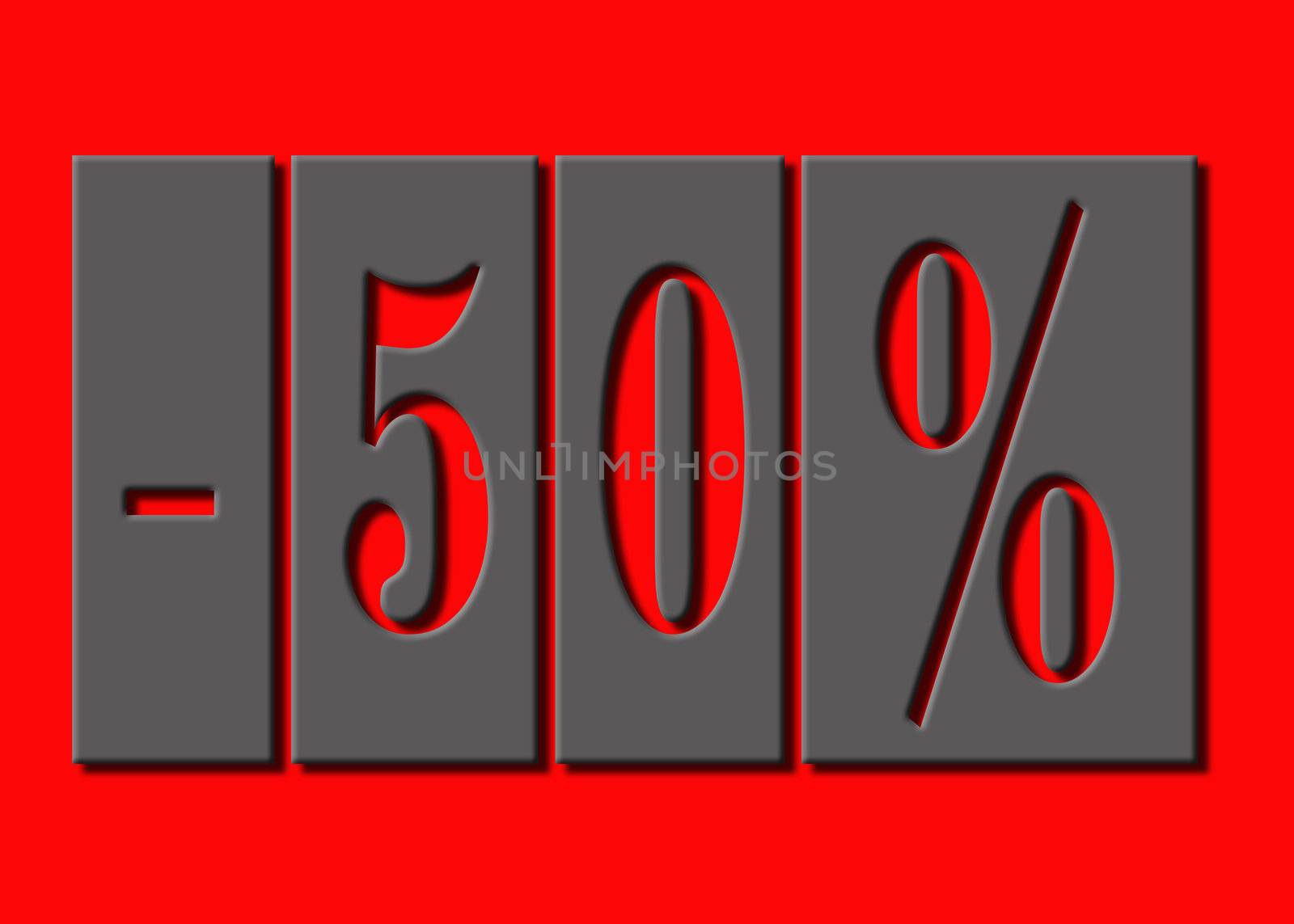 Inscription - the discount of 50 % for a colour background