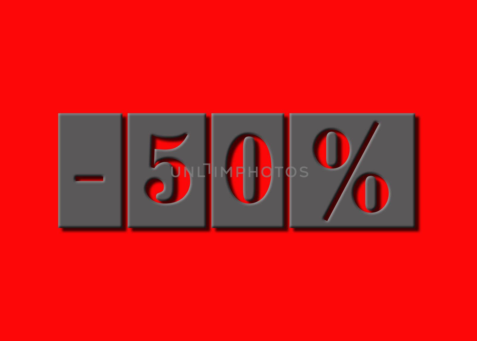 Inscription - the discount of 50 % for a colour background