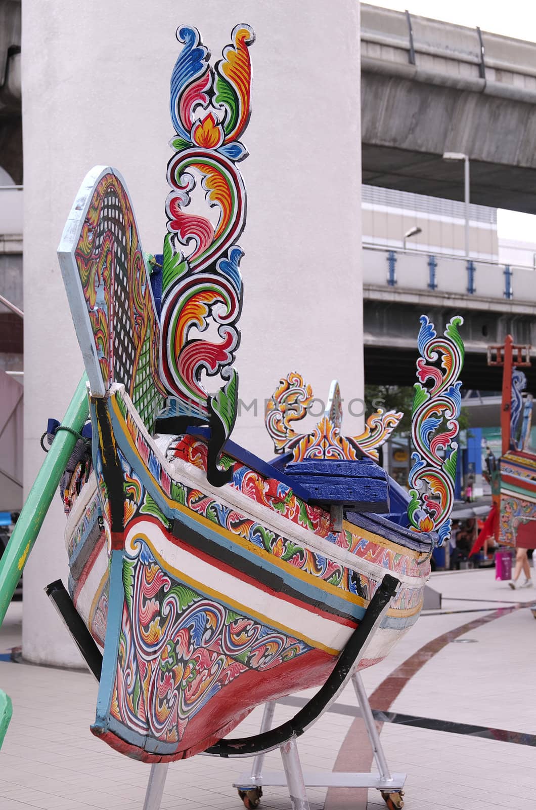 thai wood boat in art exhibition