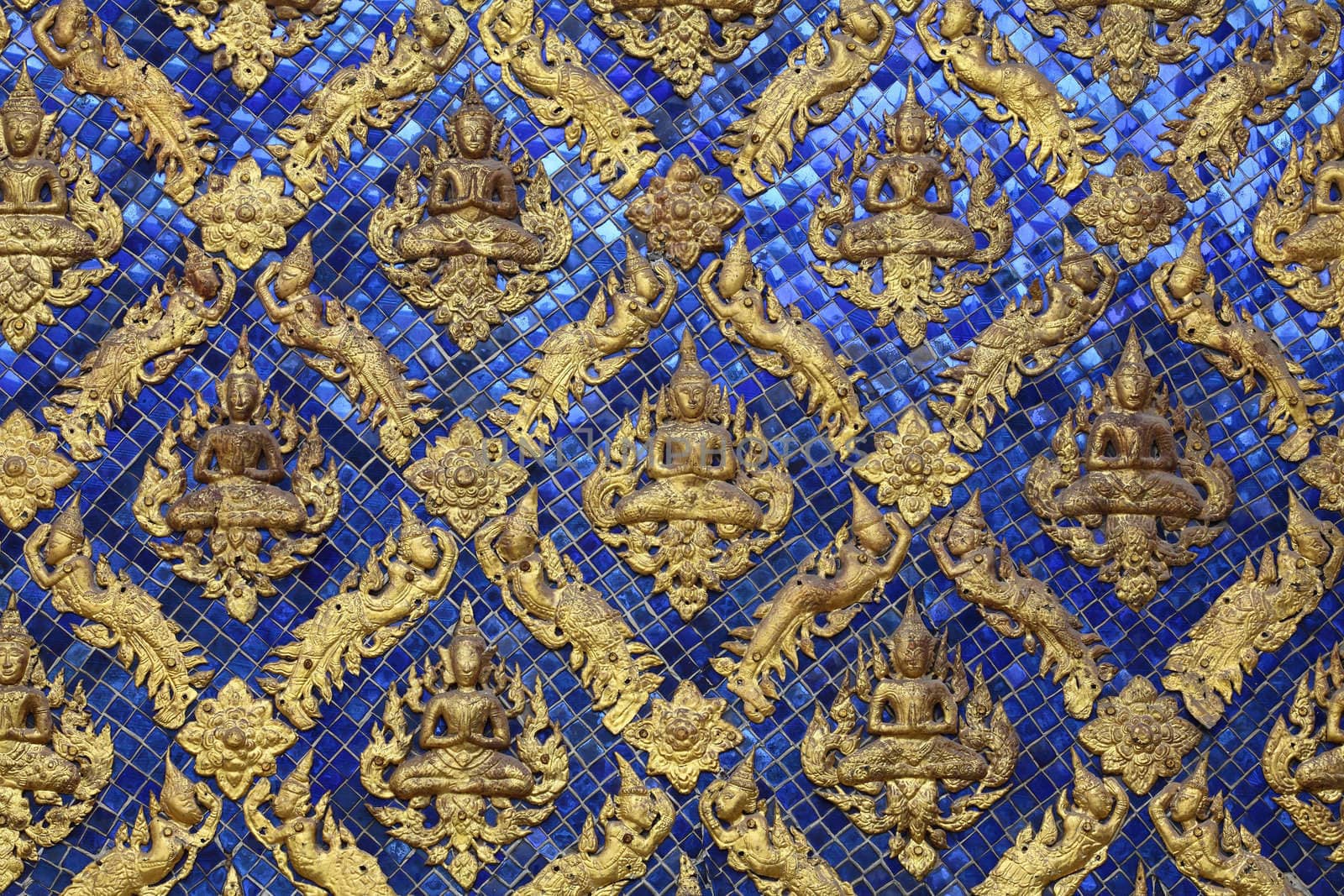 Pattern in Traditional Thai Style at Temple in Thailand.