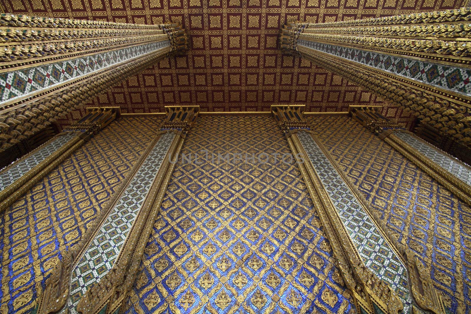 Pattern in Traditional Thai Style at Temple in Thailand. 