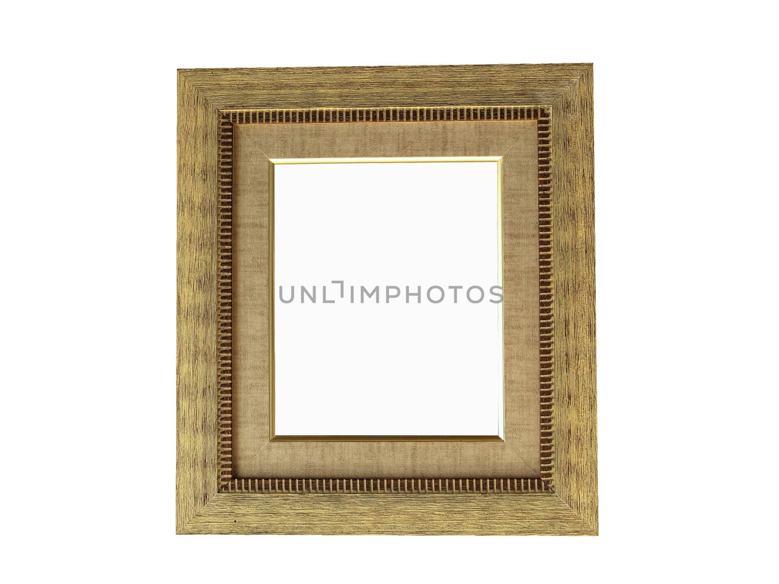 Vintage wooden picture frame on white background