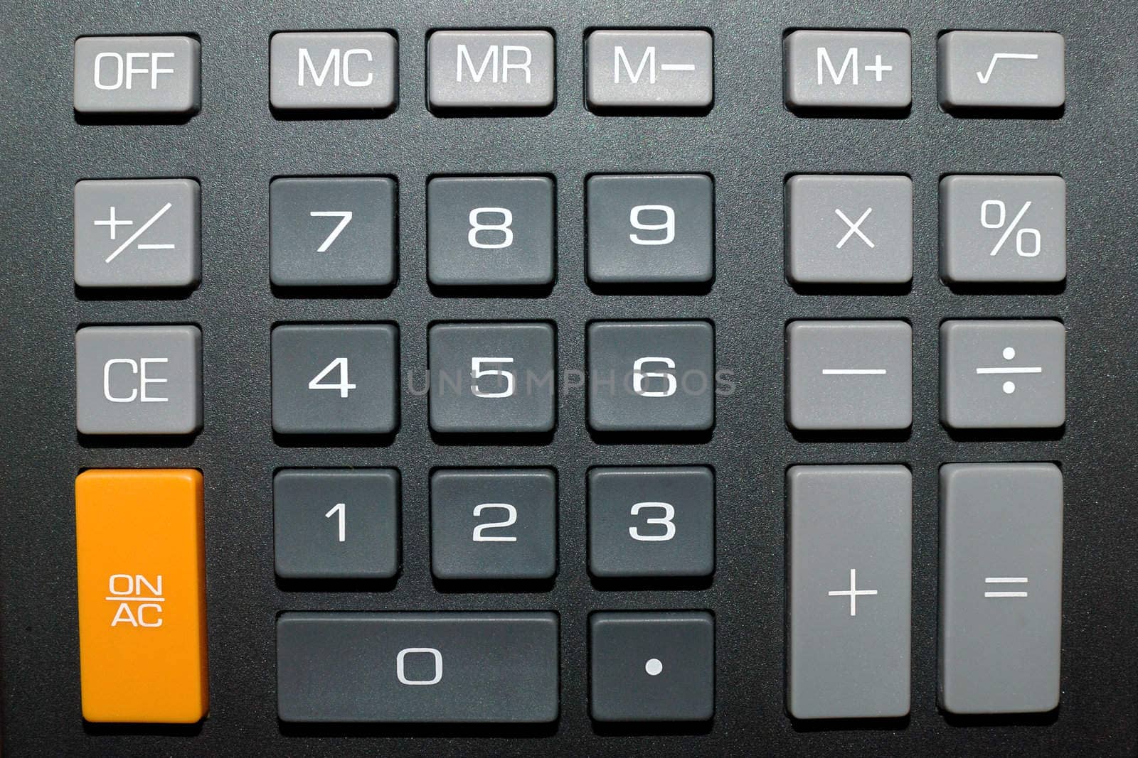 Keypad of a calculator close up