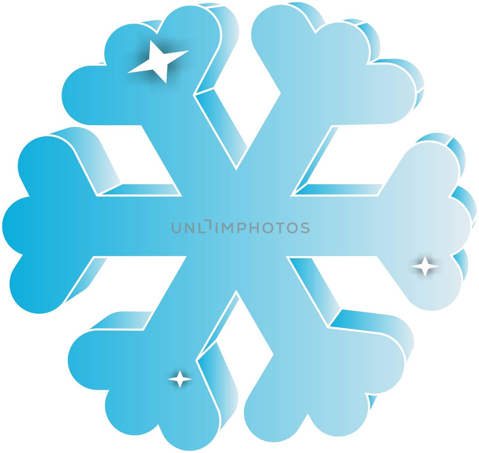 snowflake of blue colour on a white background