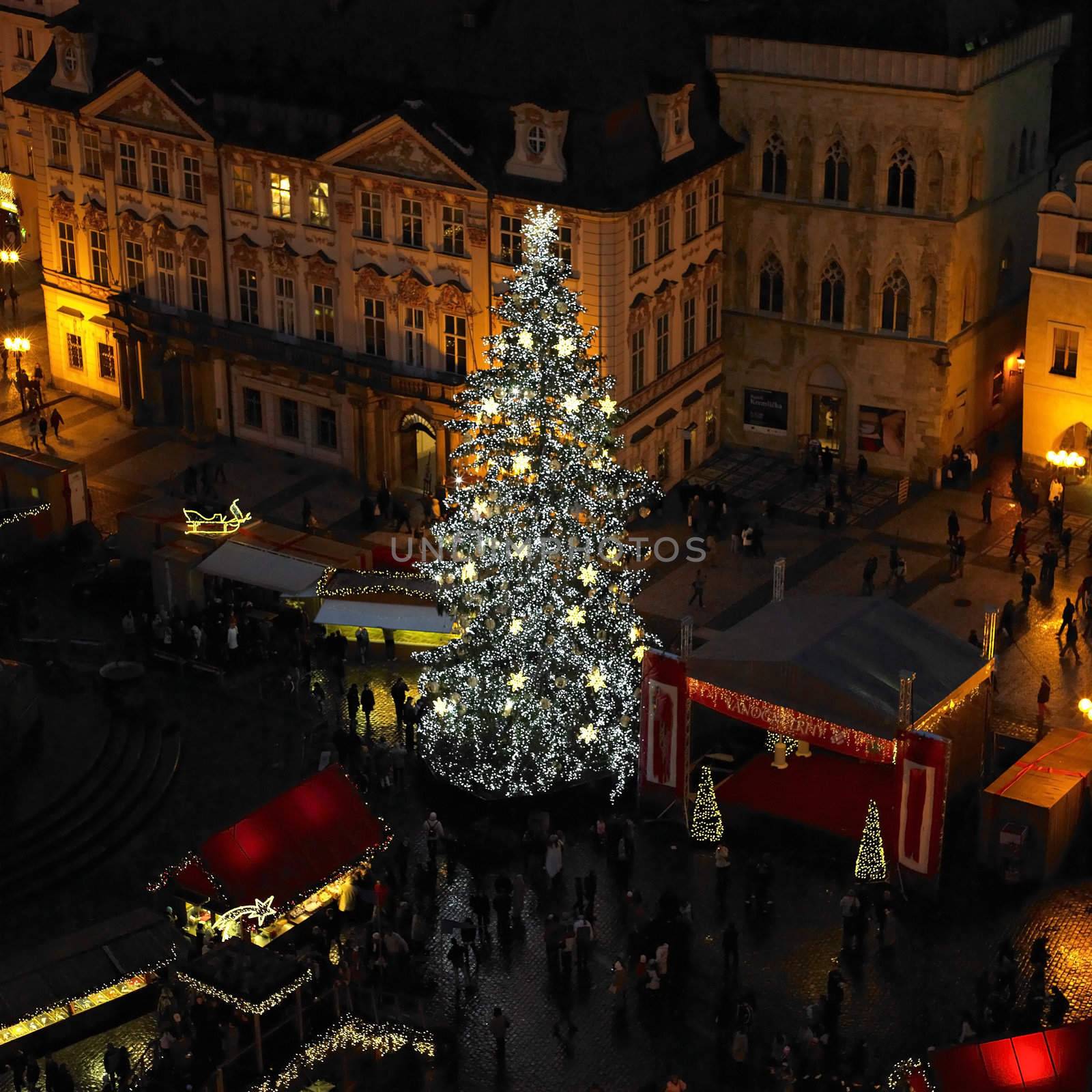 Old Town Square at Christmas time, Prague, Czech Republic