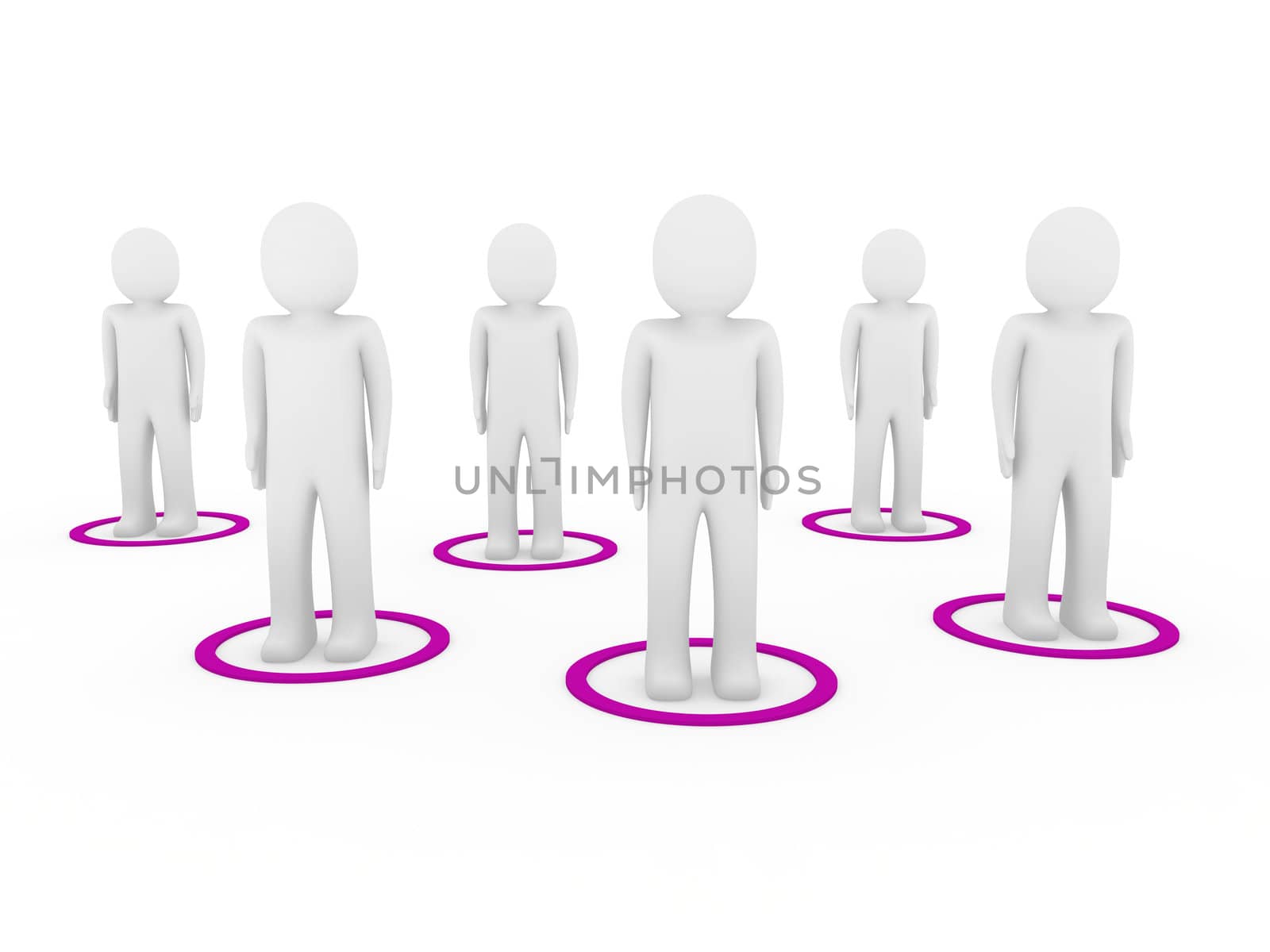 3d men teamwork network community team purple