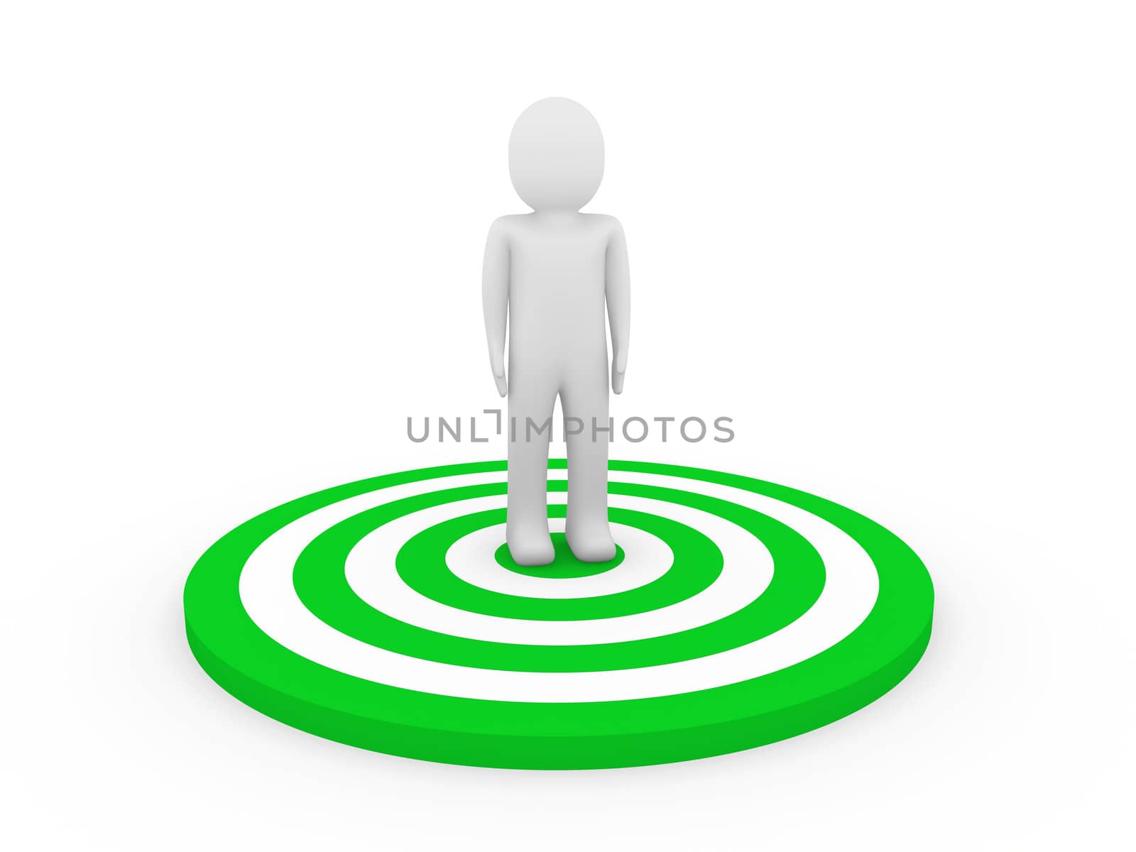 3d man human target center green hit